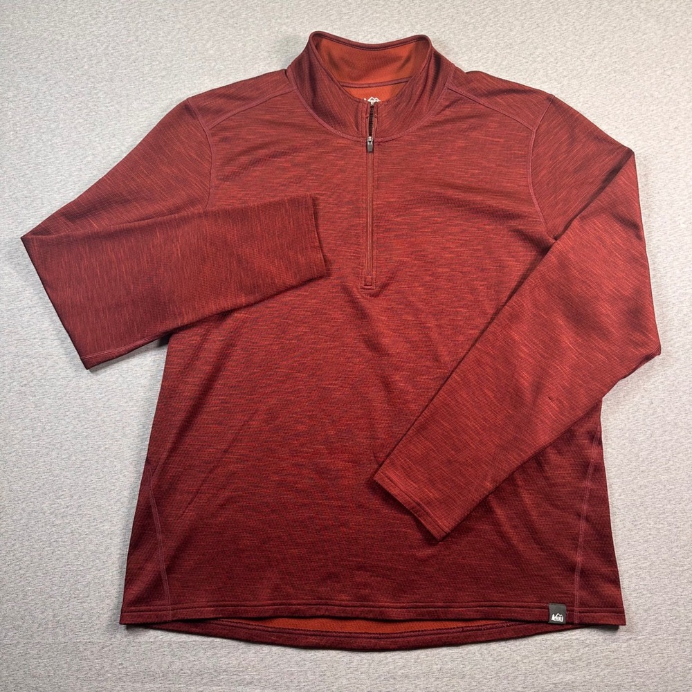 REI Co-op 1/4 Zip Pullover‎ Fleece Mens XL Red Long Sleeve Outdoors Lightweight
